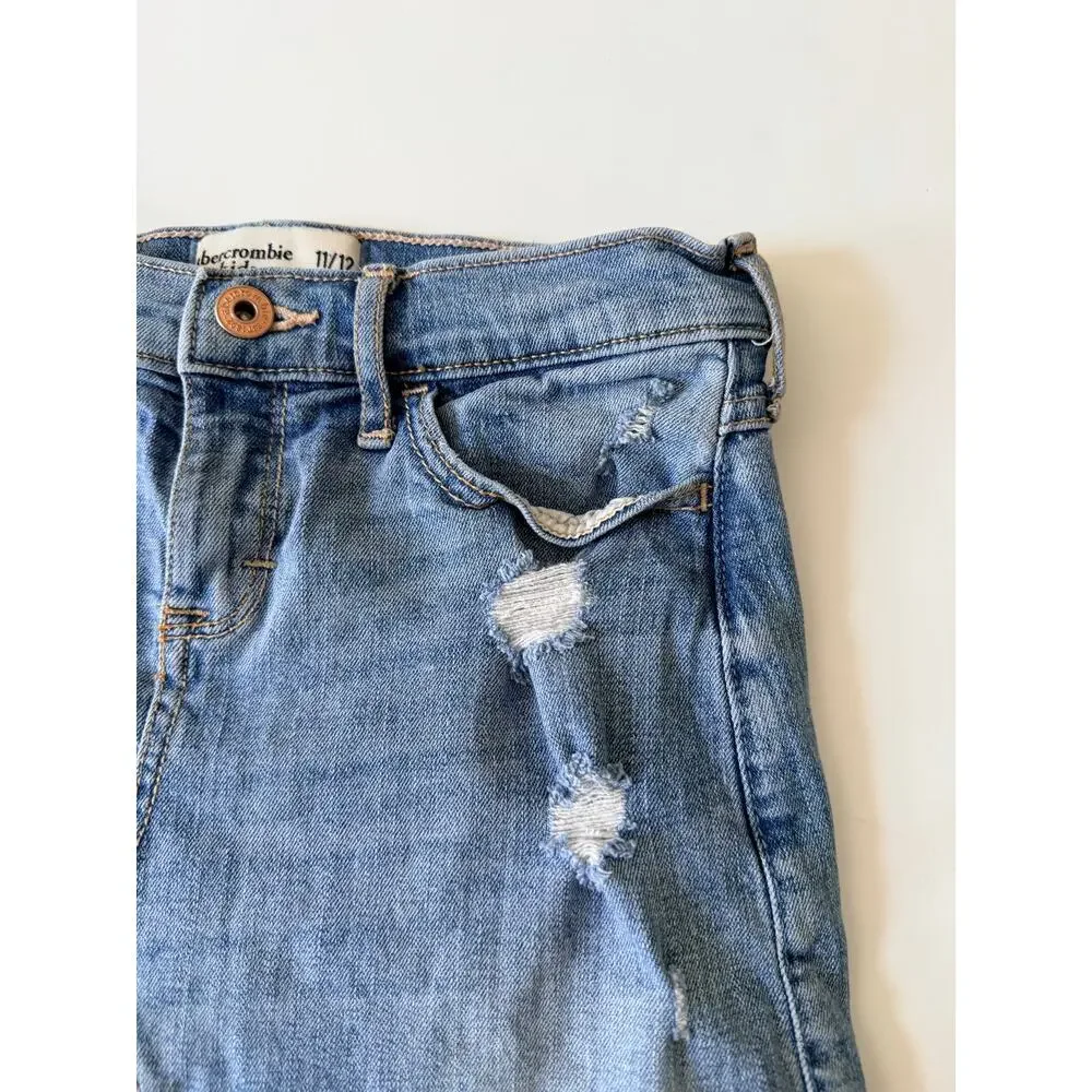 Abercrombie Kids Girls Distressed Denim Skirt 11/12